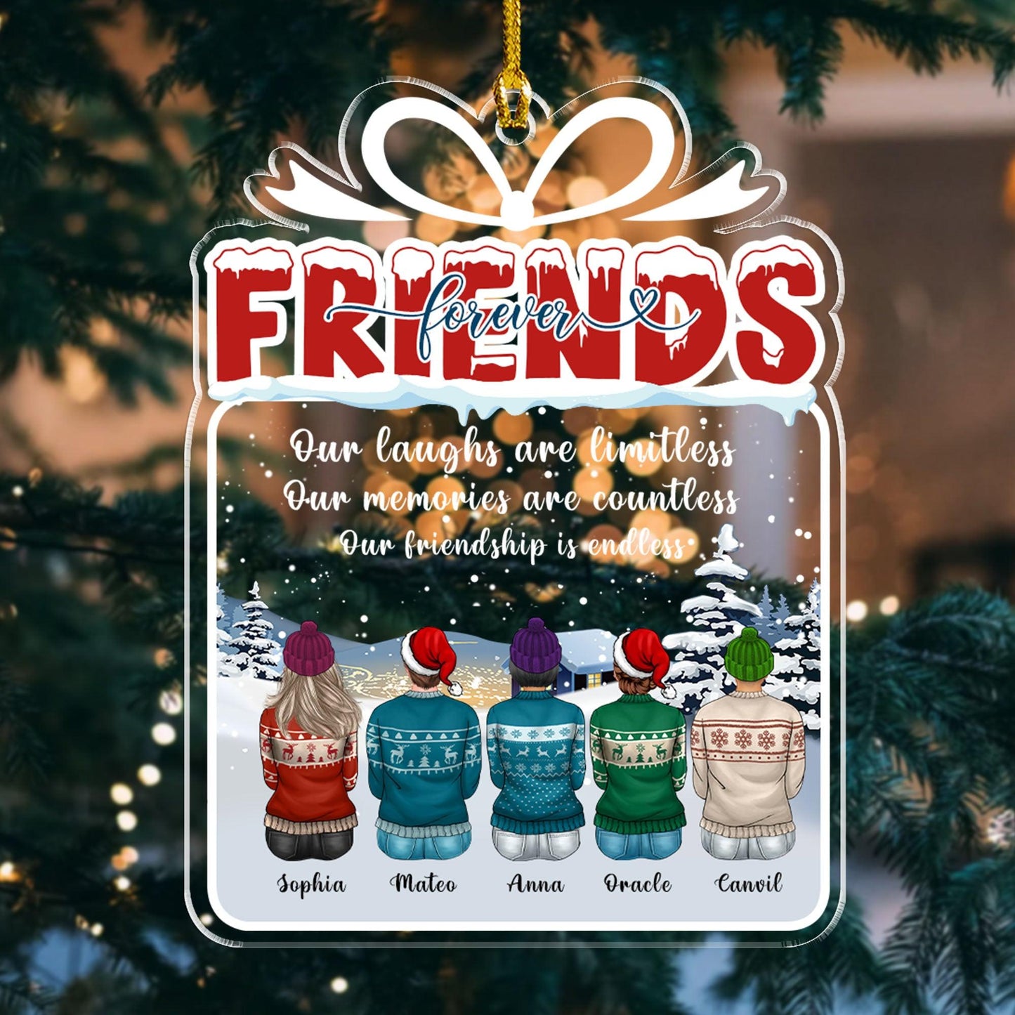 Our Friendship Is Endless - Personalized Custom Shape Acrylic Ornament