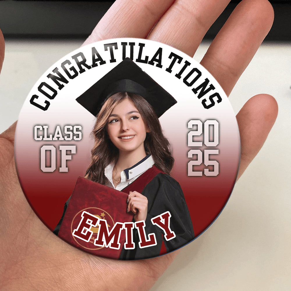 Photo Graduate Personalized Class of 2025 Badge Pin Button Gift