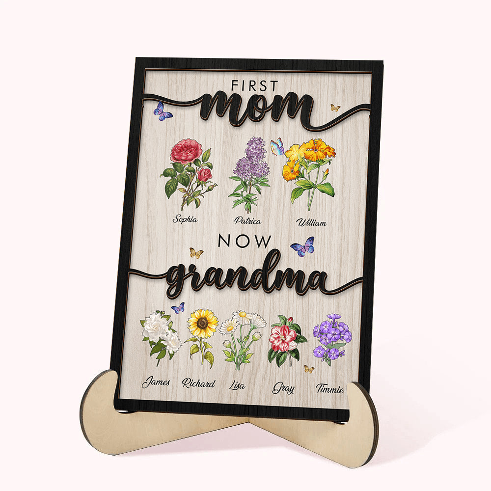 Grandma's Wooden Birth Flower Sign - Personalized Gift Idea