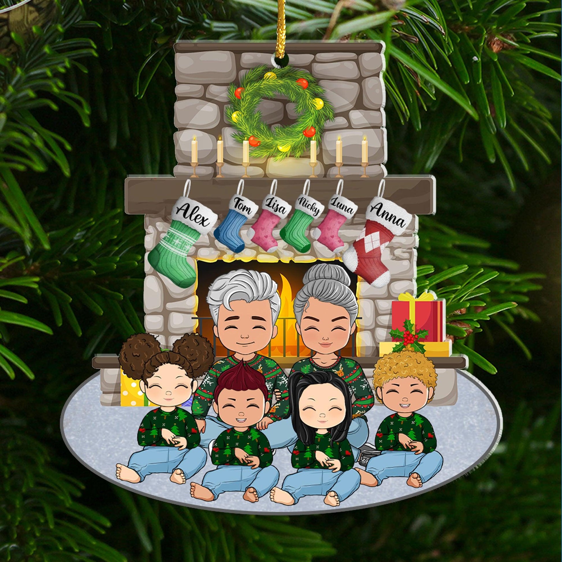 Family Stocking Acrylic - Personalized Custom Acrylic Ornament