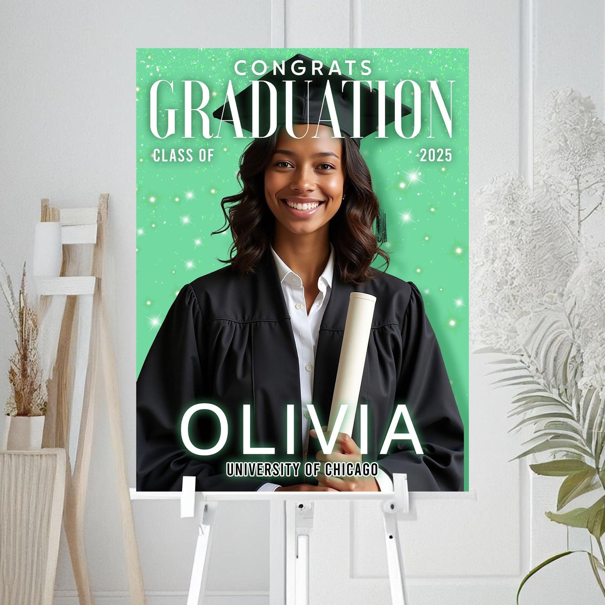 Trendy Magazine Cover - Personalized Graduation Party Welcome Sign