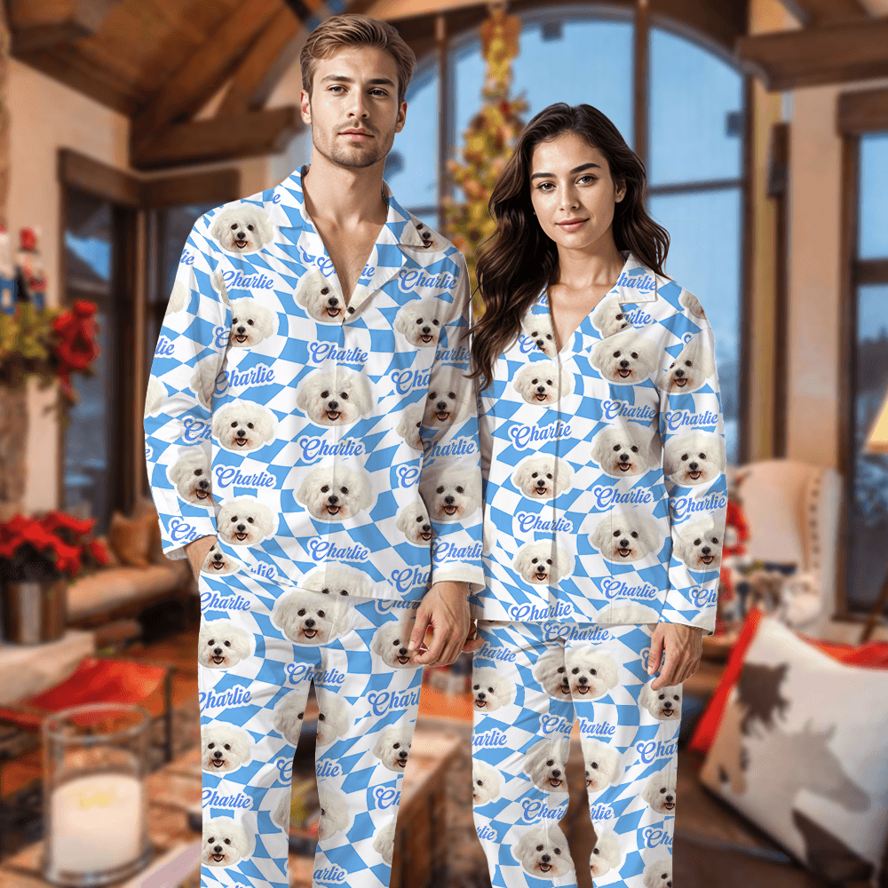 Custom Vans Checkered Christmas Pajama Set - Couple Gift