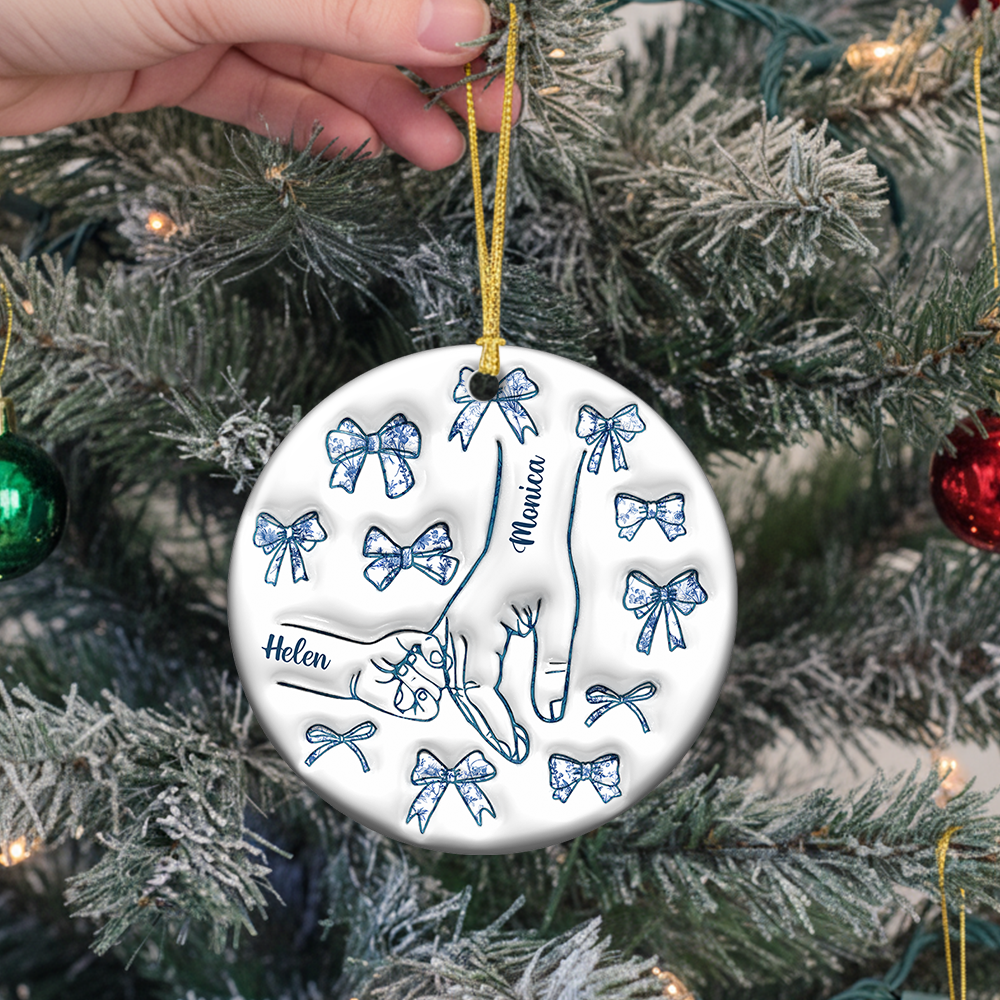 Holding Hand Christmas - Personalized Ceramic Ornaments - 3D Effect Ornament