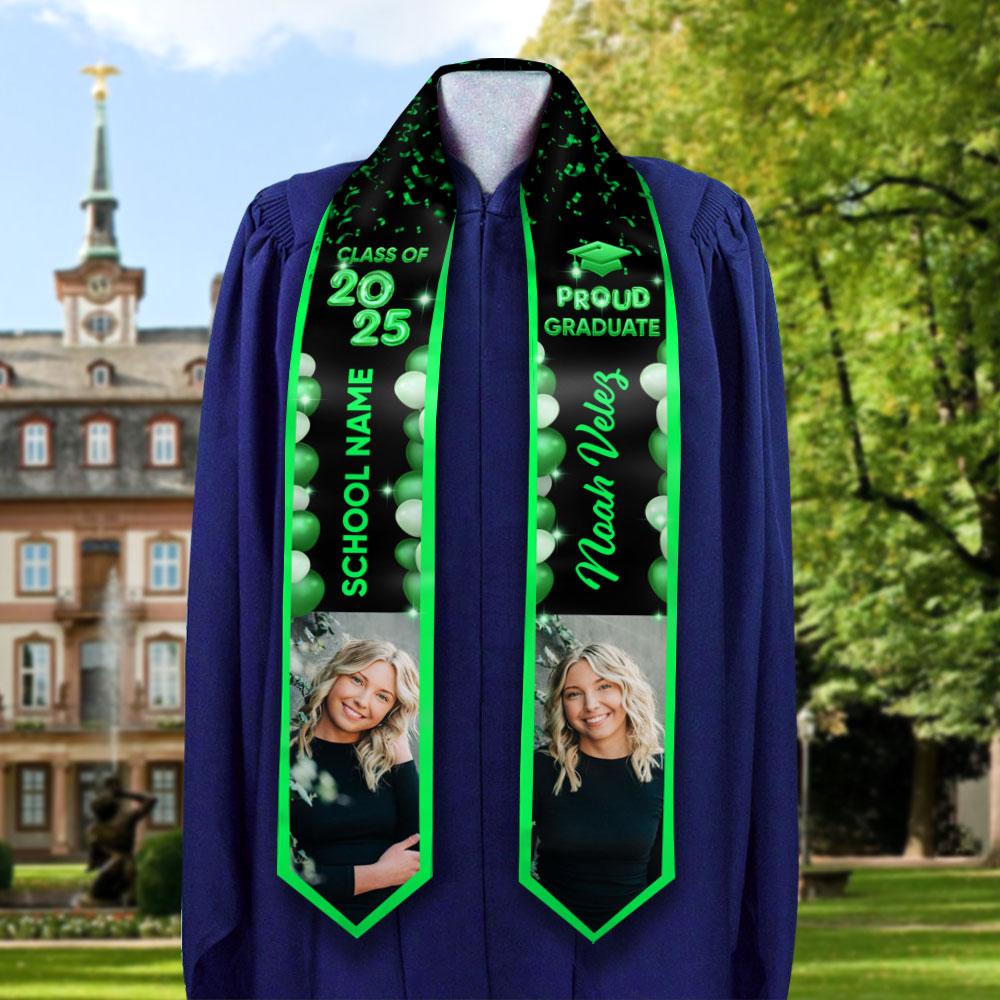Bubble Color Class of 2025 Custom Graduation Stole with Photo