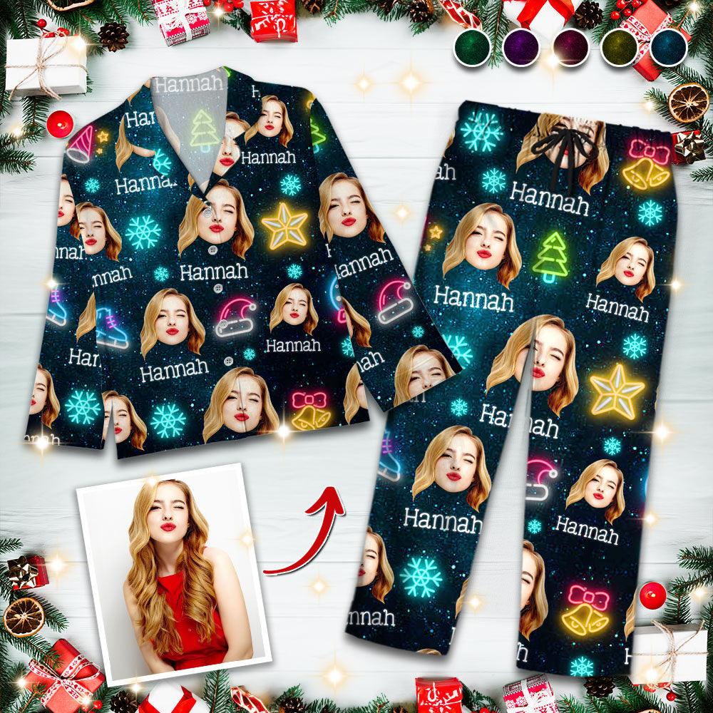 Custom Face Funny Light Up Christmas Pajamas - Personalized Set