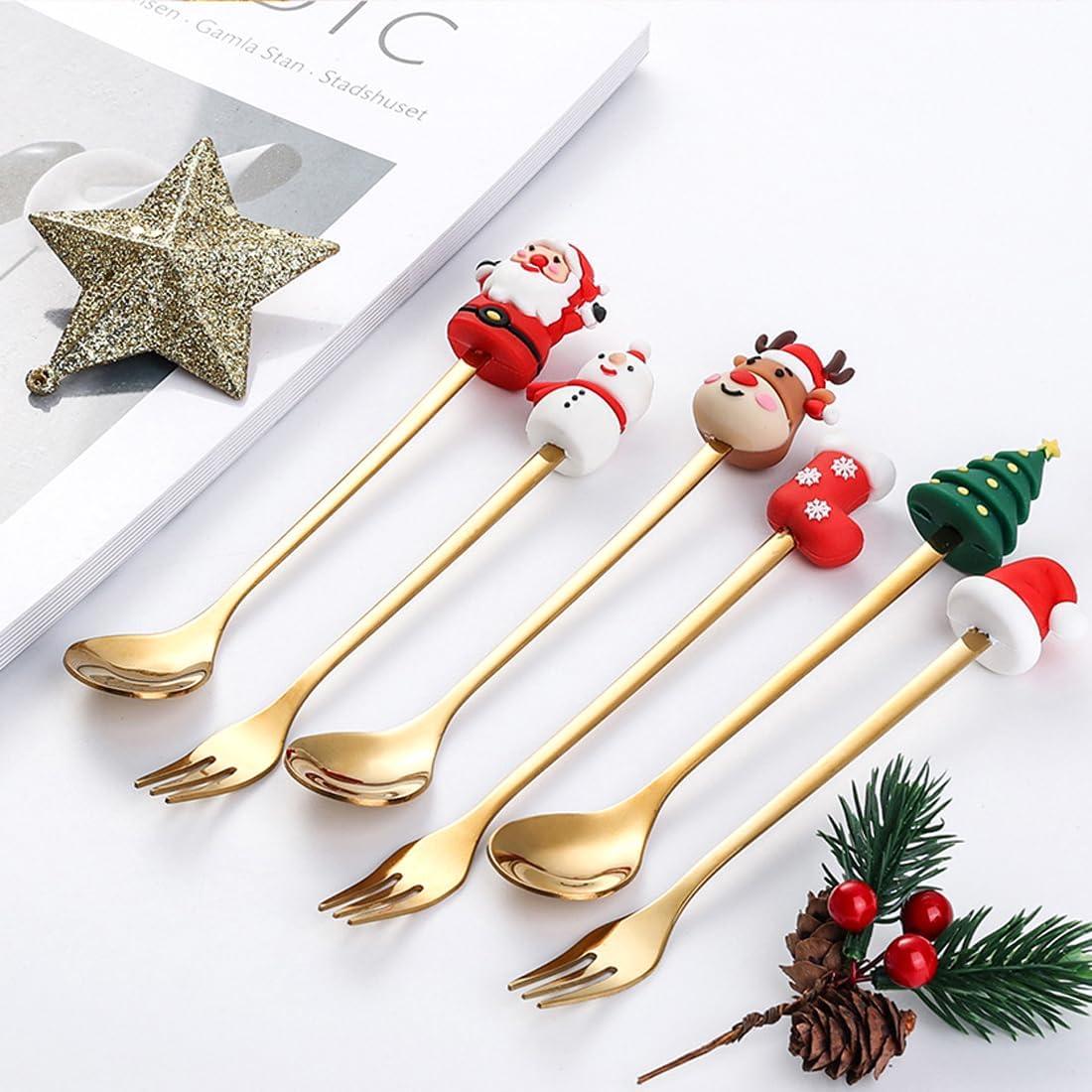 Christmas Cutlery Set, 6 PCS - Stainless Steel Spoon & Fork