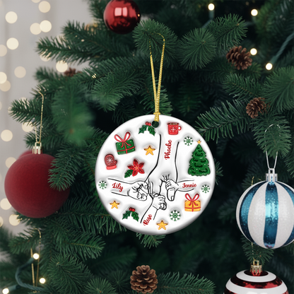 Holding Hand Christmas Vibe - Personalized Ceramic Ornaments - 3D Effect Ornament