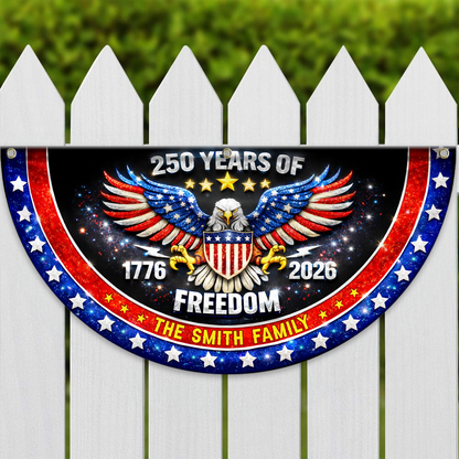 Freedom Family Name 250th Birthday - America Freedom With Eagle - Non-Pleated Fan Flag