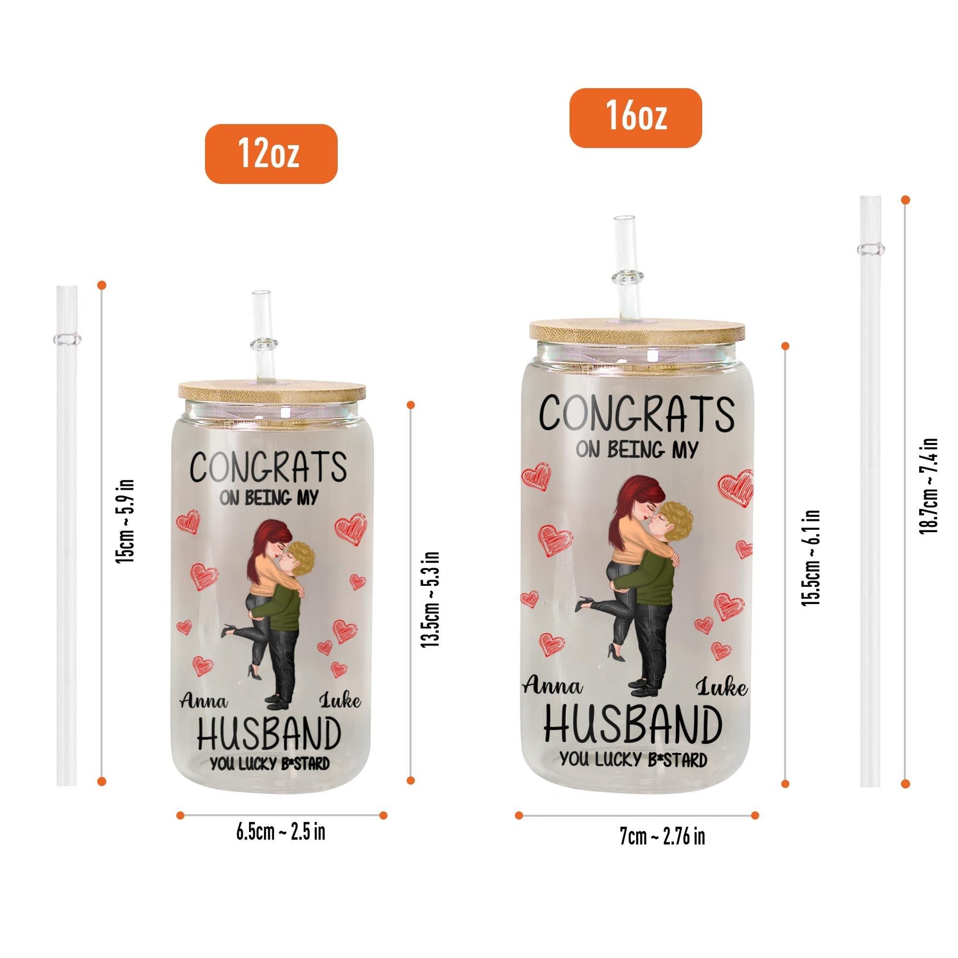 Congrats On Being My Husband Glass Bottle - Personalized Gift