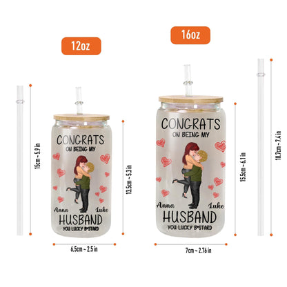 Congrats On Being My Husband Glass Bottle - Personalized Gift