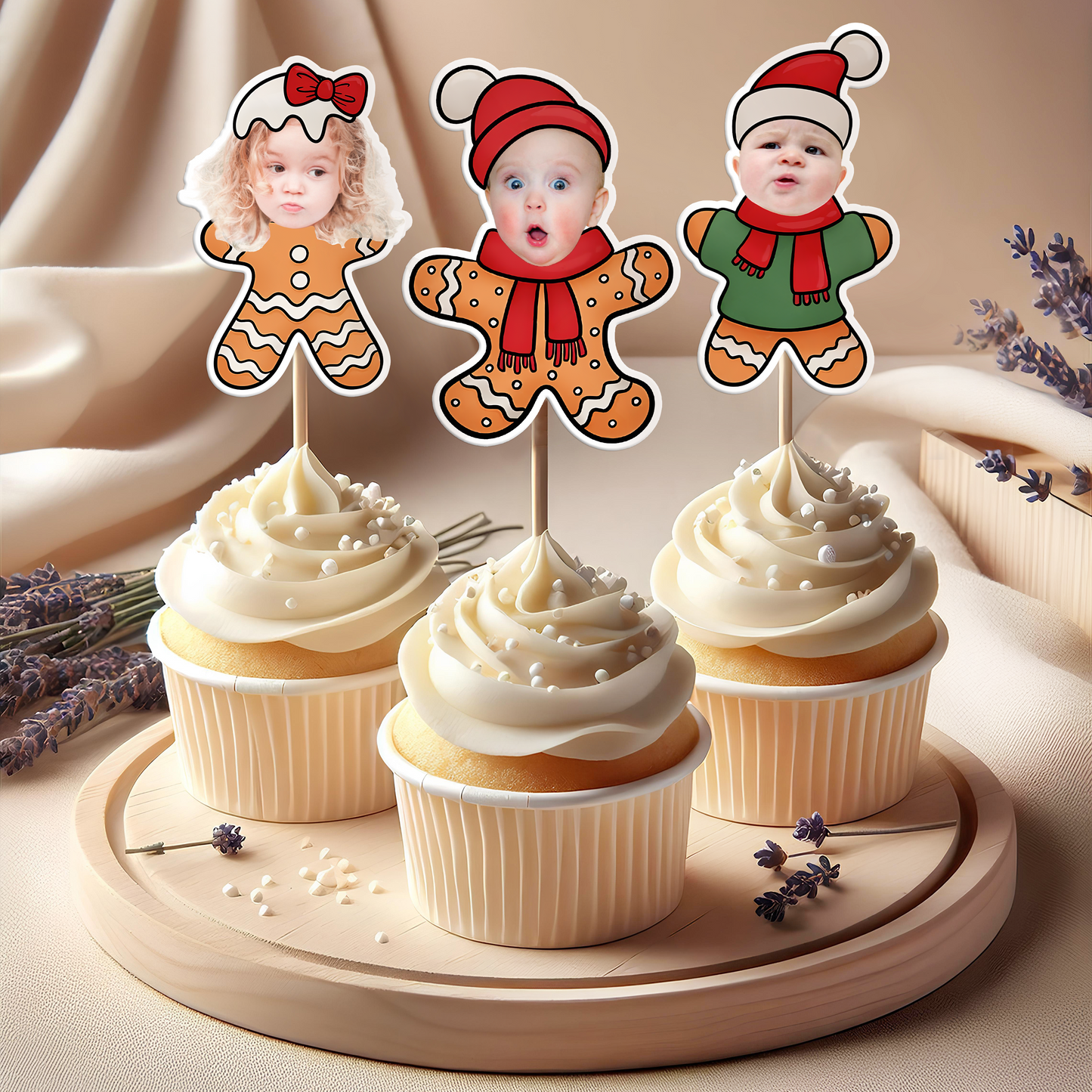 Cookie Christmas Custom Face - Party Decorations Cake Topper