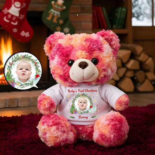 Baby's First Christmas - Teddy Bear With Personalized Photo Shirt
