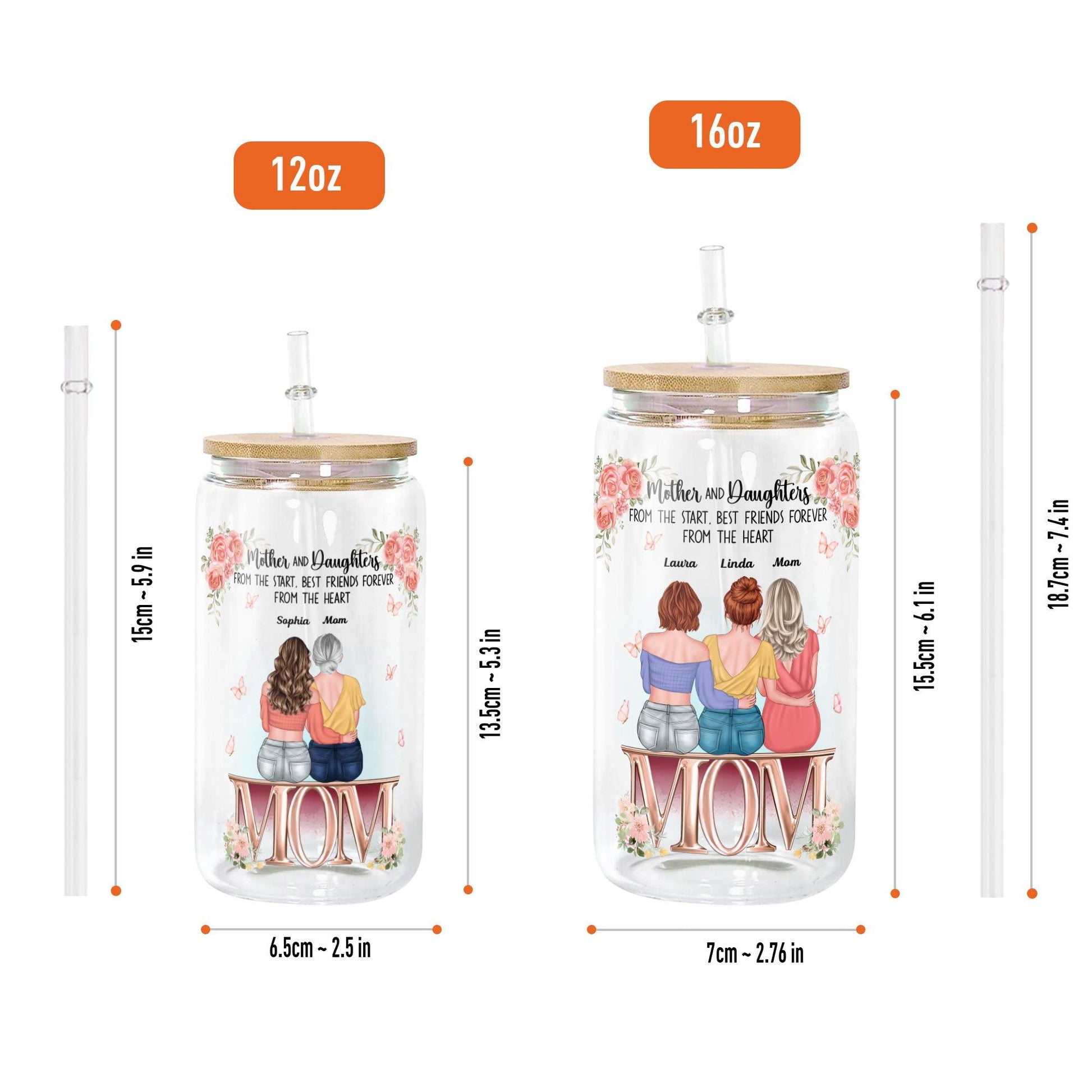Mother and Daughter Bottle - Personalized Glass Bottle Mother Gift