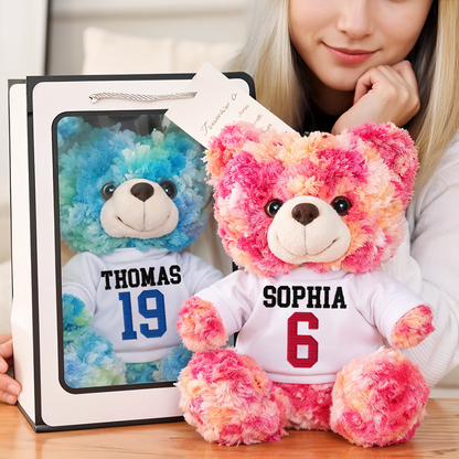 Custom Embroidery Name  - Teddy Bear With Personalized Photo Shirt