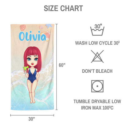 Personalized Beach Girl Towel - Besties & Friends Gift Idea
