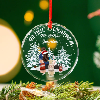 Our First Christmas As Mr. & Mrs. - Personalized Crystal Ornament