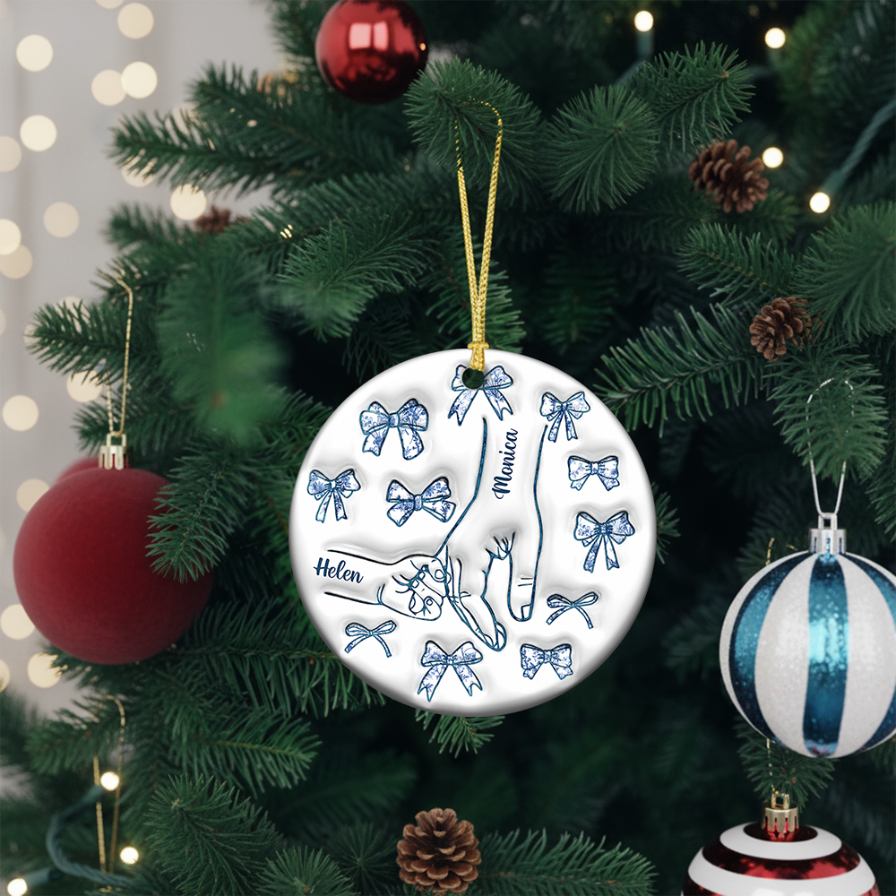 Holding Hand Christmas - Personalized Ceramic Ornaments - 3D Effect Ornament