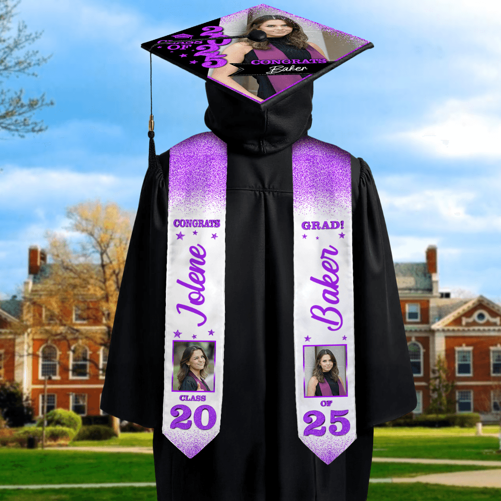 2025 Grad Cap and Stole - Personalized Cap and Stoles For Grad