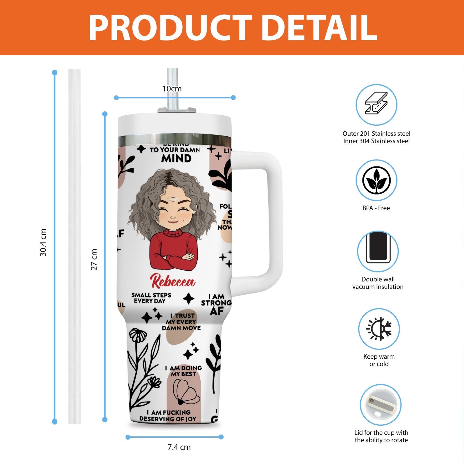 Personalized Be Kind To Your Mind Tumbler - Gift For Him and Her