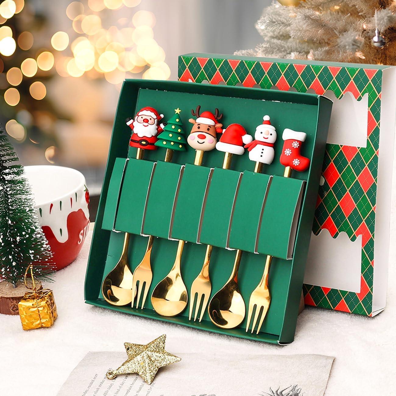Christmas Cutlery Set, 6 PCS - Stainless Steel Spoon & Fork