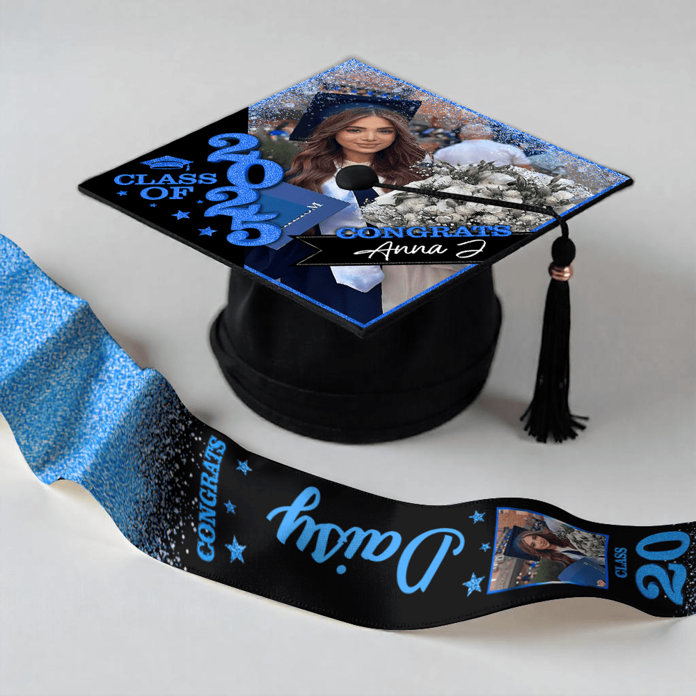 2025 Grad Cap and Stole - Personalized Cap and Stoles For Grad