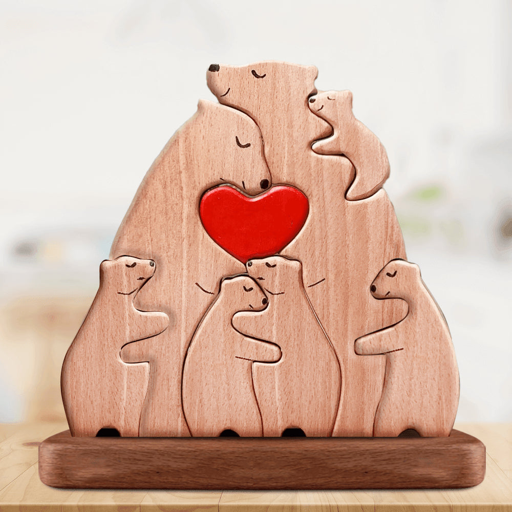 Non Custom Wooden Bears Family - Wooden Pet Carvings For Family