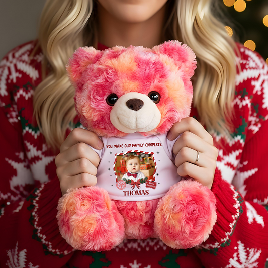 Christmas Family Together - Teddy Bear With Personalized Photo Shirt