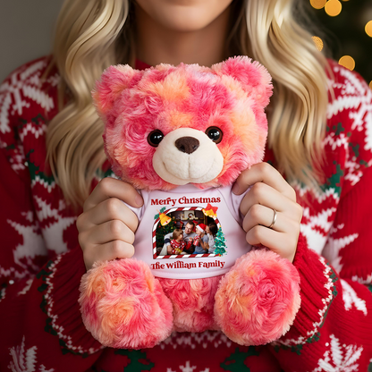 Custom Photo Our Family - Teddy Bear With Personalized Photo Shirt