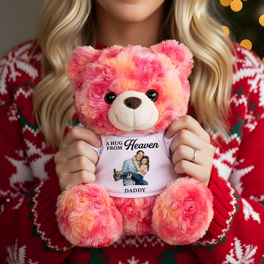 Custom Memorial Embroidery - Teddy Bear With Personalized Photo Shirt