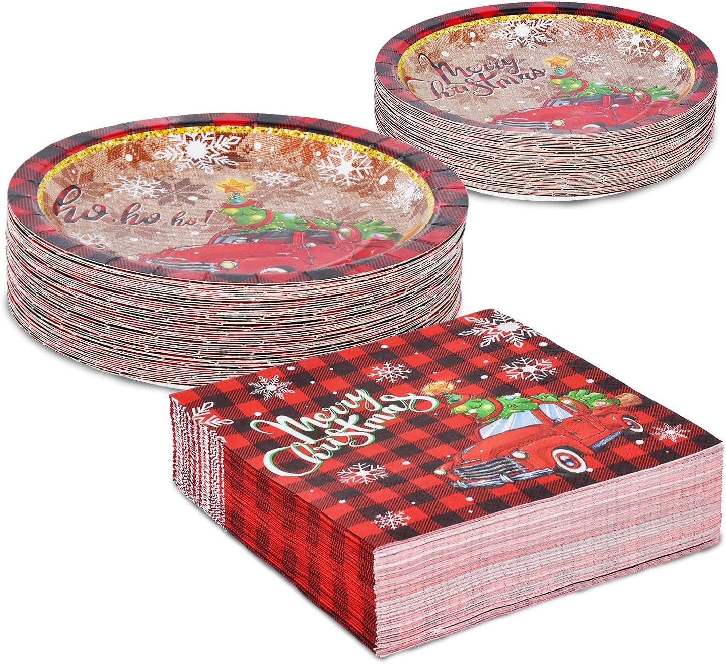 Christmas Plates & Napkins Set, 75 Pcs - Party Supplies