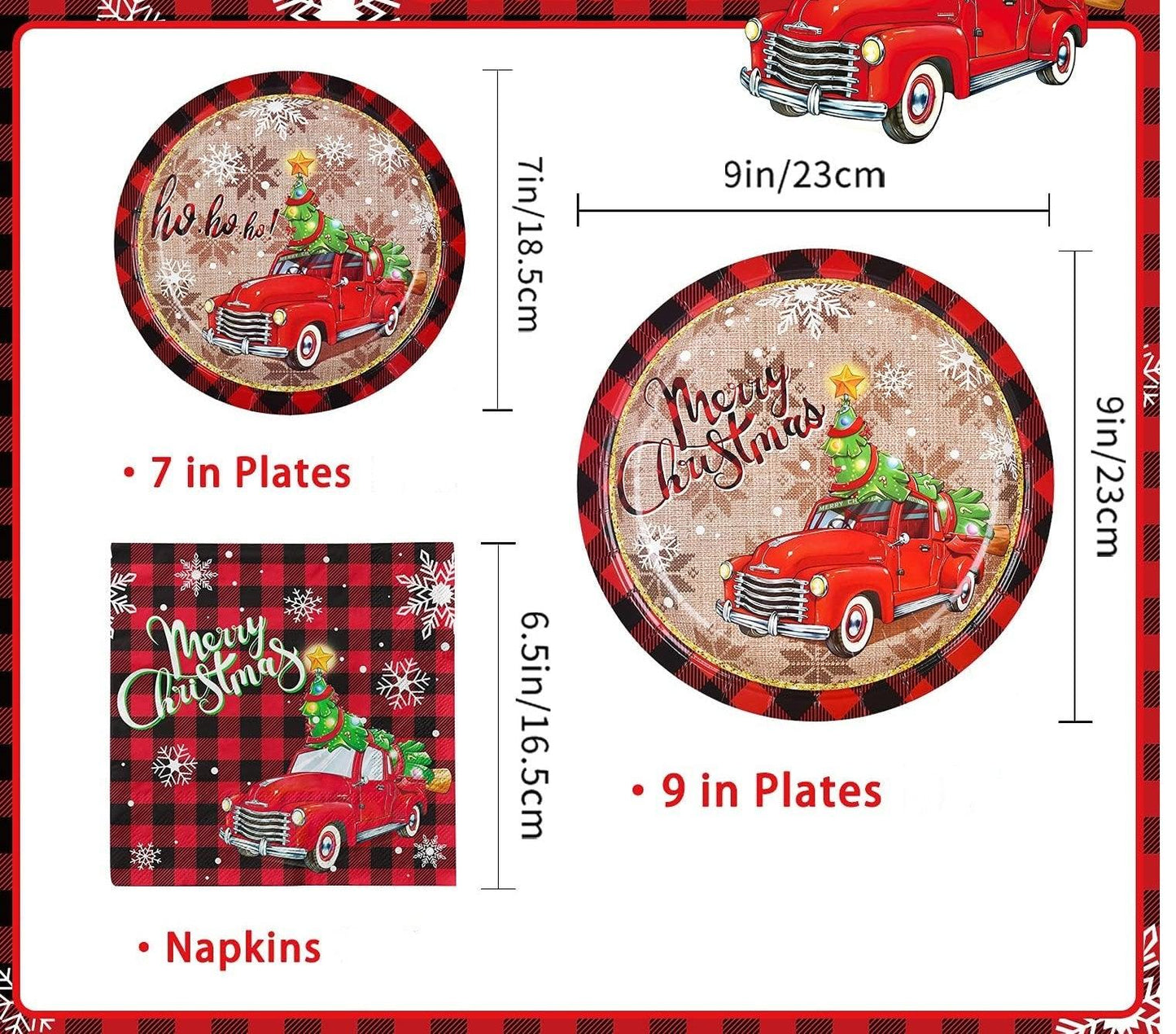 Christmas Plates & Napkins Set, 75 Pcs - Party Supplies