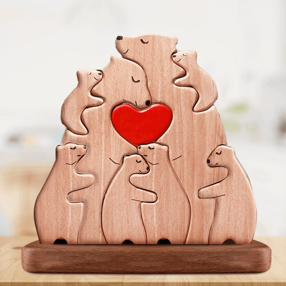 Non Custom Wooden Bears Family - Wooden Pet Carvings For Family