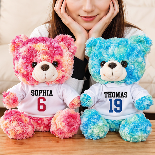 Custom Embroidery Name  - Teddy Bear With Personalized Photo Shirt