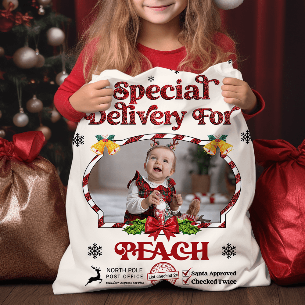 Glitter Christmas Sack - Personalized Santa Gift Bag