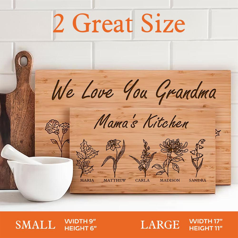 Personalized Mom Gifts - Cutting Board, Birth Flower Design