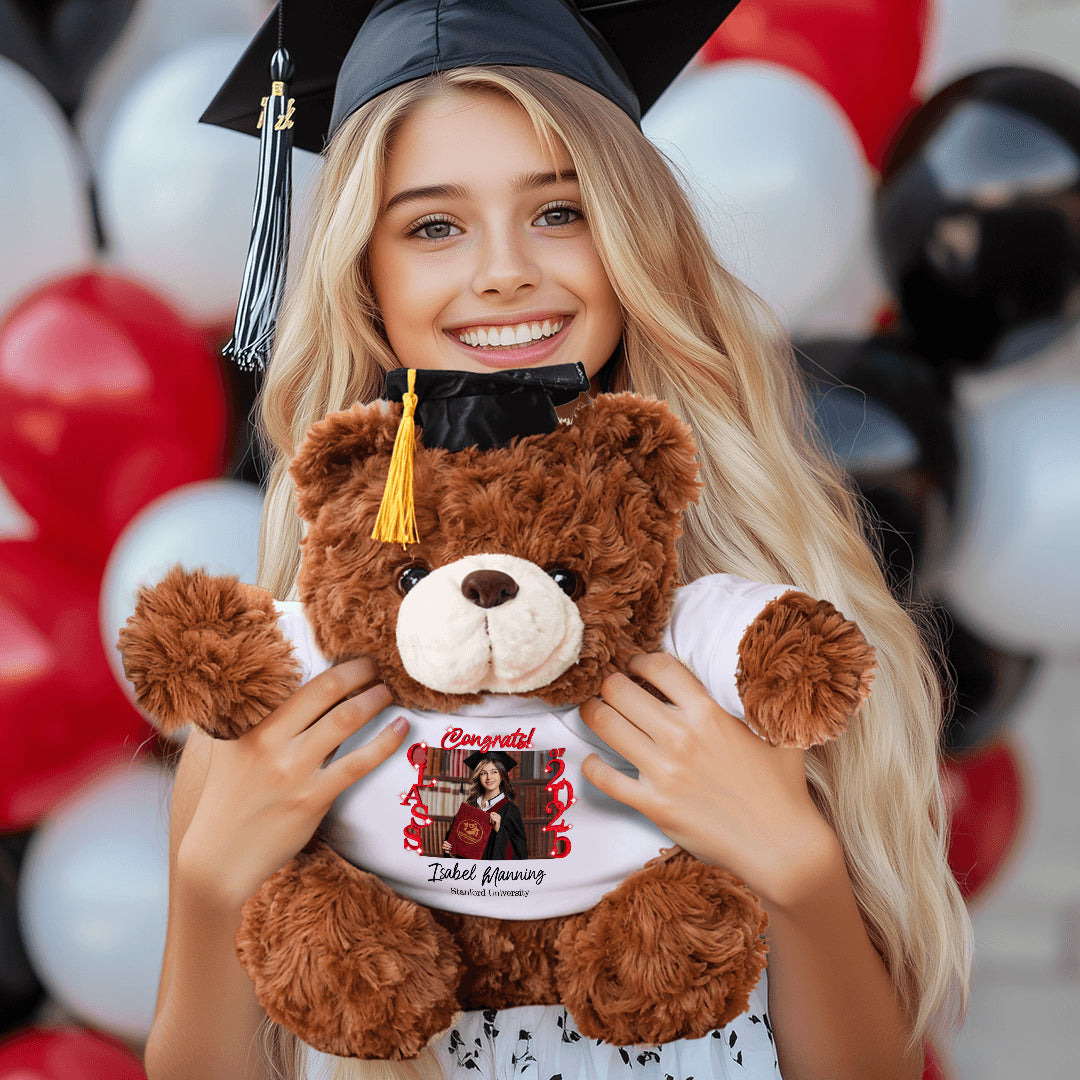 Class Of 2025 Graduate Bear With Cap - Teddy Bear With Personalized Shirt