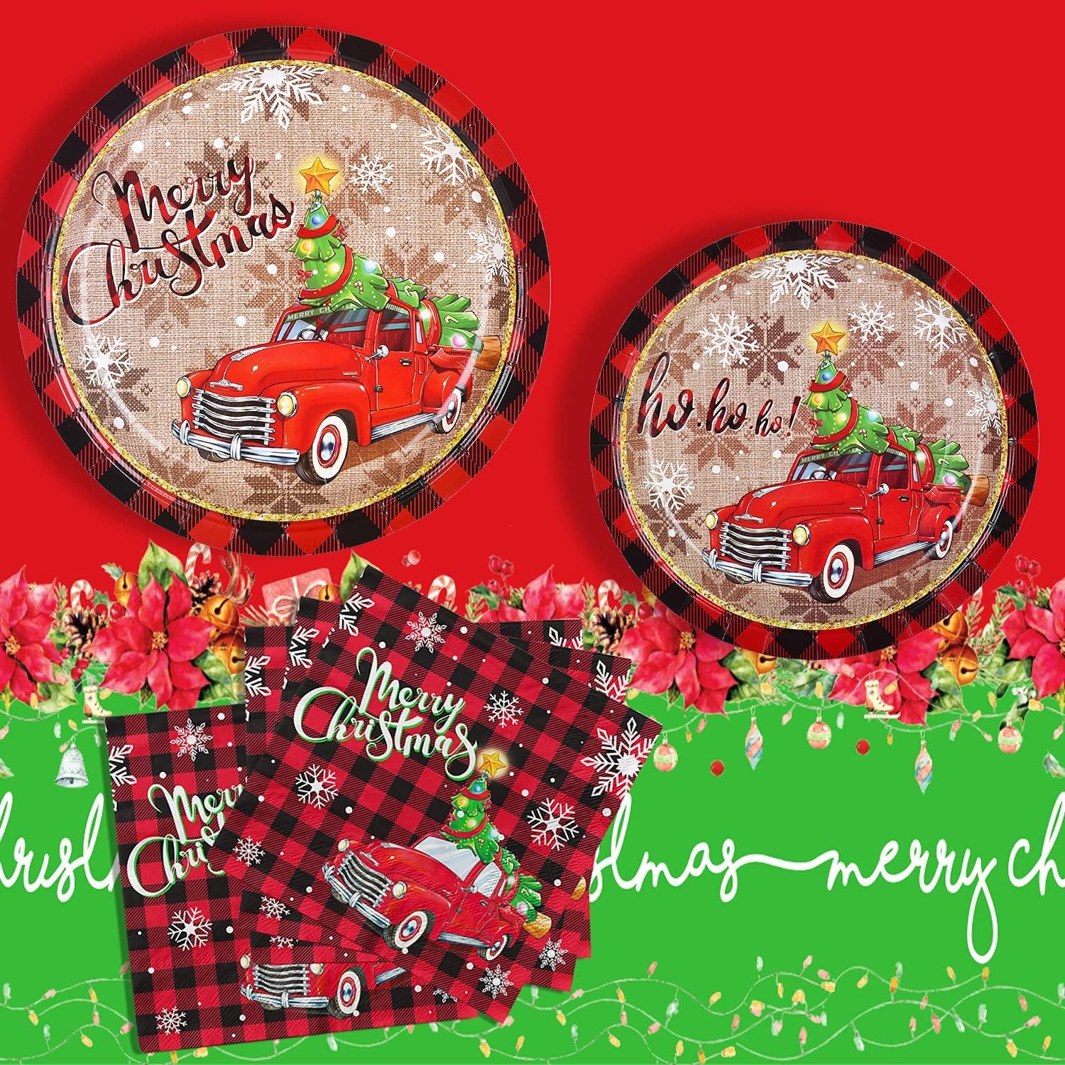 Christmas Plates & Napkins Set, 75 Pcs - Party Supplies