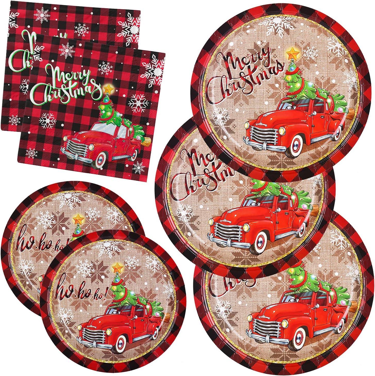 Christmas Plates & Napkins Set, 75 Pcs - Party Supplies