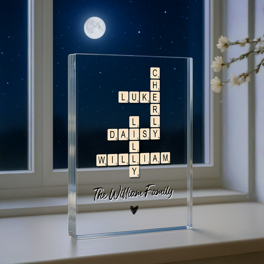 Family Crossword Art Acrylic - Acrylic Block Plaque