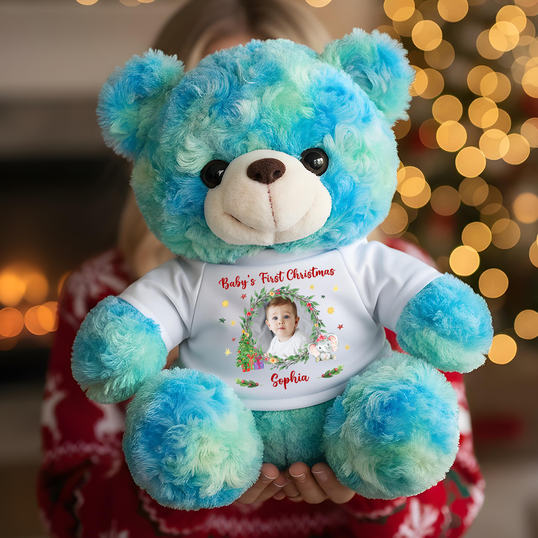 Baby's First Christmas - Teddy Bear With Personalized Photo Shirt