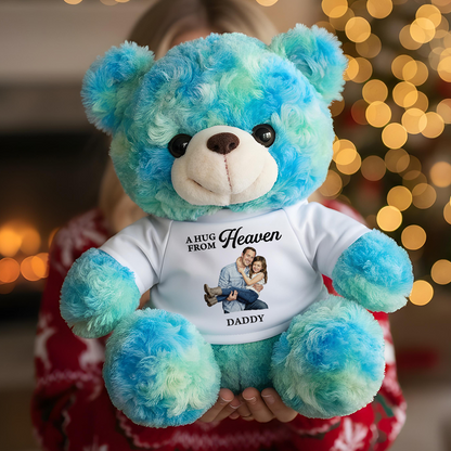 Custom Memorial Embroidery - Teddy Bear With Personalized Photo Shirt