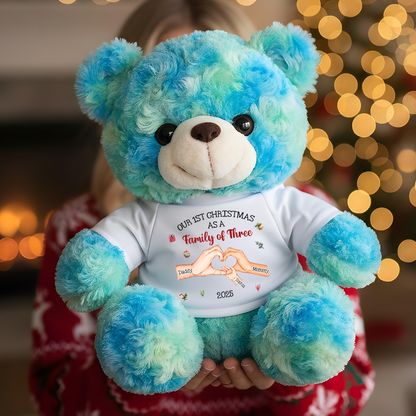Personalized Baby's First Christmas As A Family - Teddy Bear With Personalized Photo Shirt