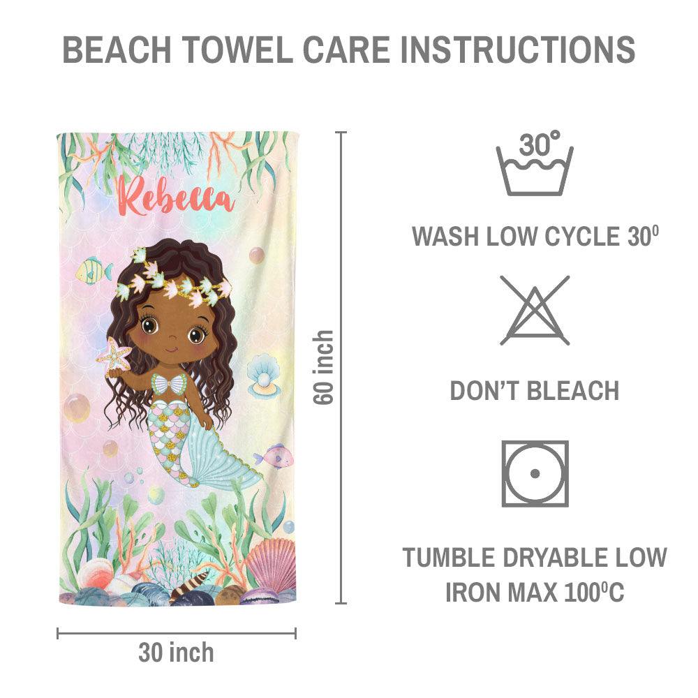 Personalized Mermaid Beach Towel - Gift For Daughter, Grandkid