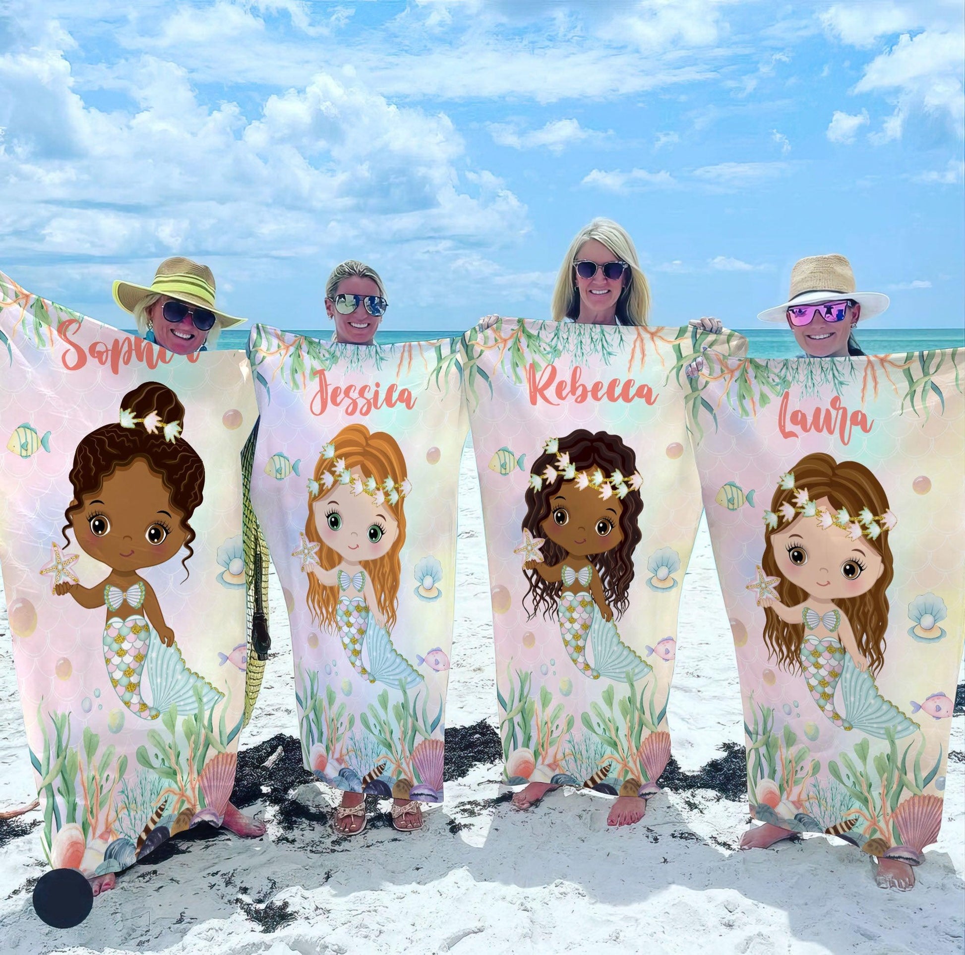Personalized Mermaid Beach Towel - Gift For Daughter, Grandkid