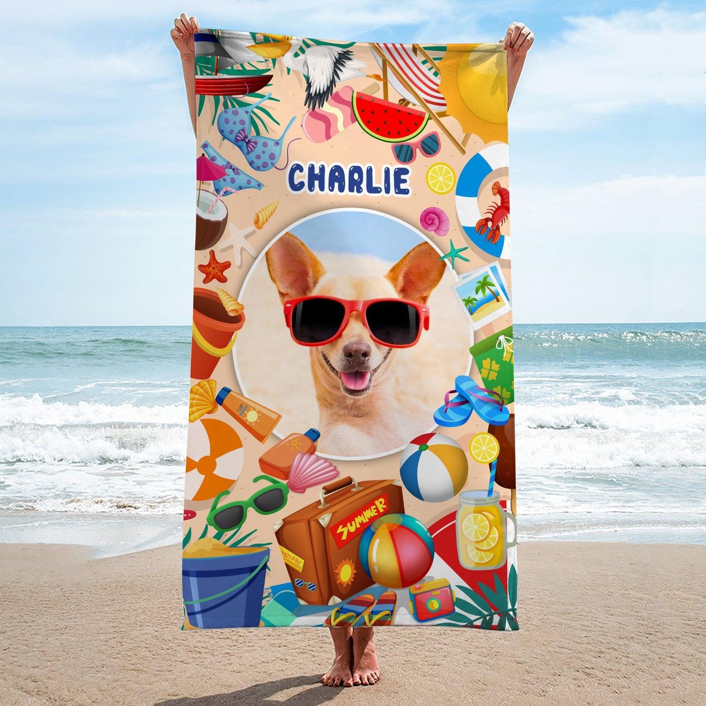 Personalized Dog Beach Towel - Funny Gift For Dog Mom and Dog Dad
