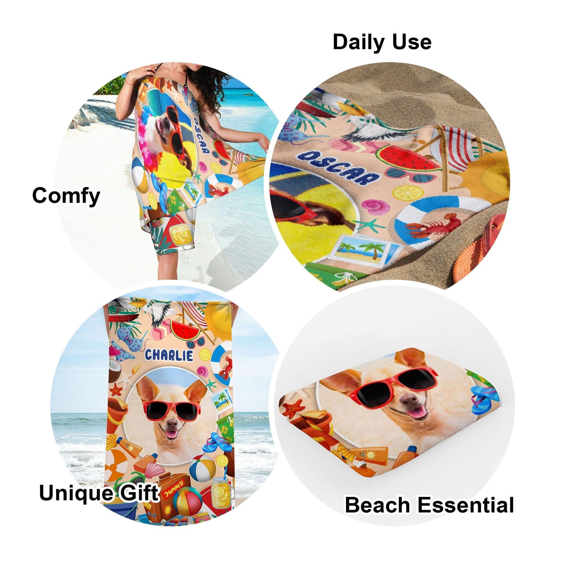 Personalized Dog Beach Towel - Funny Gift For Dog Mom and Dog Dad
