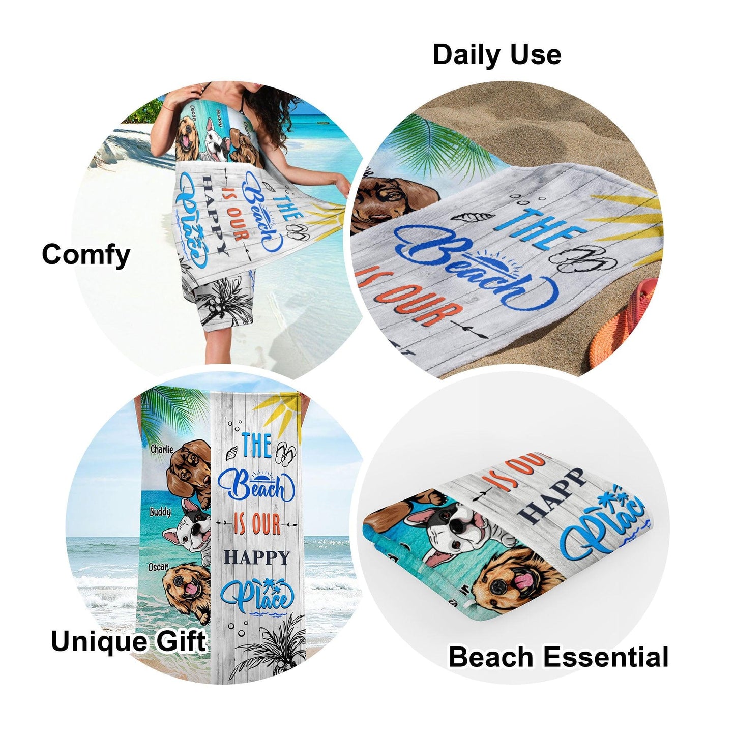 Personalized Dog Beach Towel - Tropical Style Retro Funny Gift