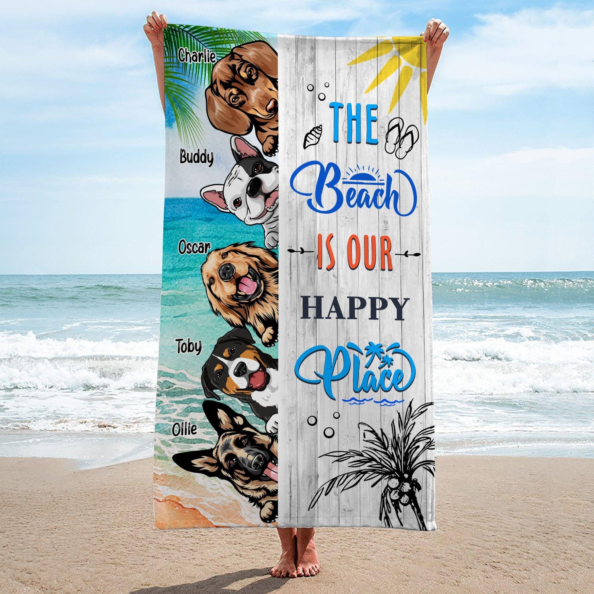 Personalized Dog Beach Towel - Tropical Style Retro Funny Gift