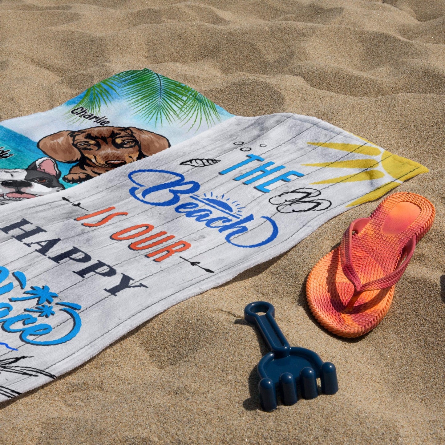 Personalized Dog Beach Towel - Tropical Style Retro Funny Gift