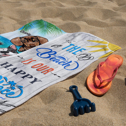 Personalized Dog Beach Towel - Tropical Style Retro Funny Gift
